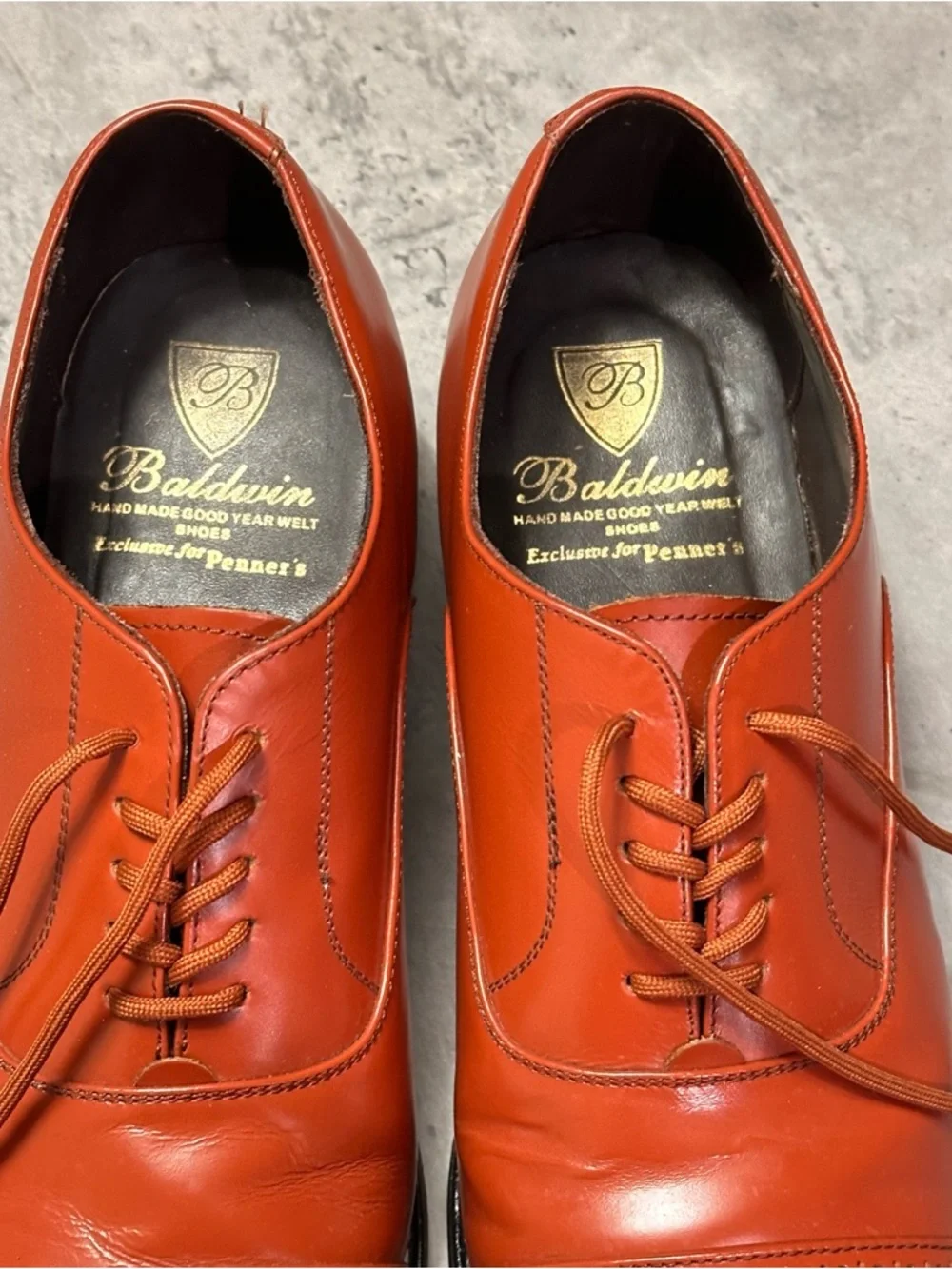 Baldwin Cap Toe Oxford Dress Shoes – Orange Leather – Size 8.5 D - Picture 2 of 6